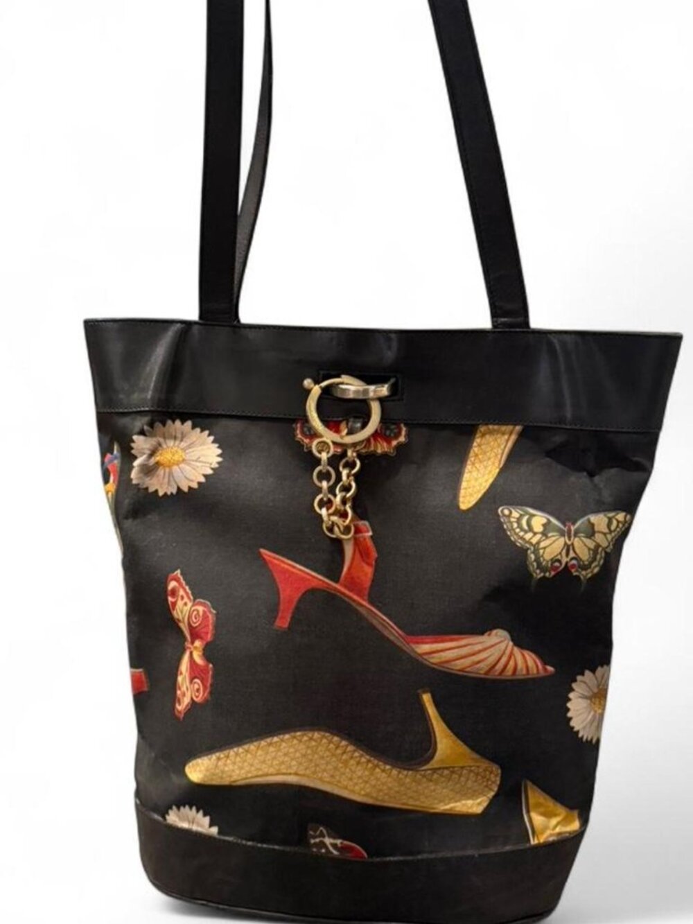 Salvatore Ferragamo Tote with Multicolor Shoe & Butterfly Print - Picture 2 of 14